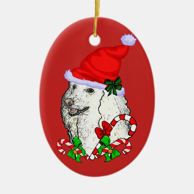 Poodle Lovers Christmas Ceramic Tree Decoration (Front)