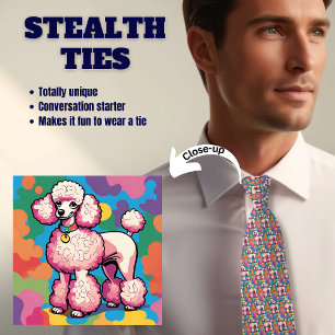 Poodle Lover's Colourful Pink Stealth Tie