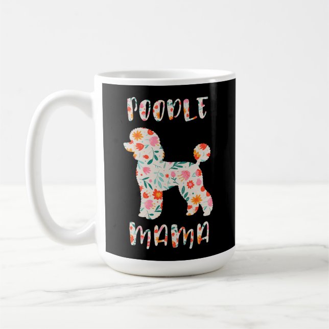 Poodle Mama Floral Dog Lover Coffee Mug (Left)