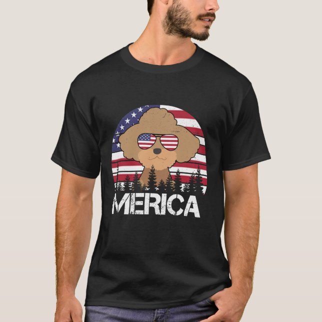 Poodle Merica 4th of July Dog Shirt Funny (Front)