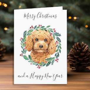 Poodle Merry Christmas Trendy Dog  Holiday Card