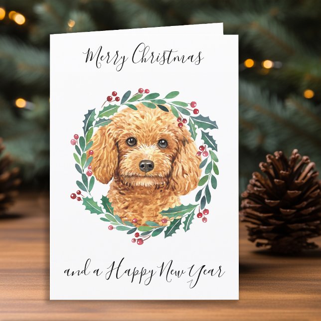 Poodle Merry Christmas Trendy Dog  Holiday Card (Creator Uploaded)
