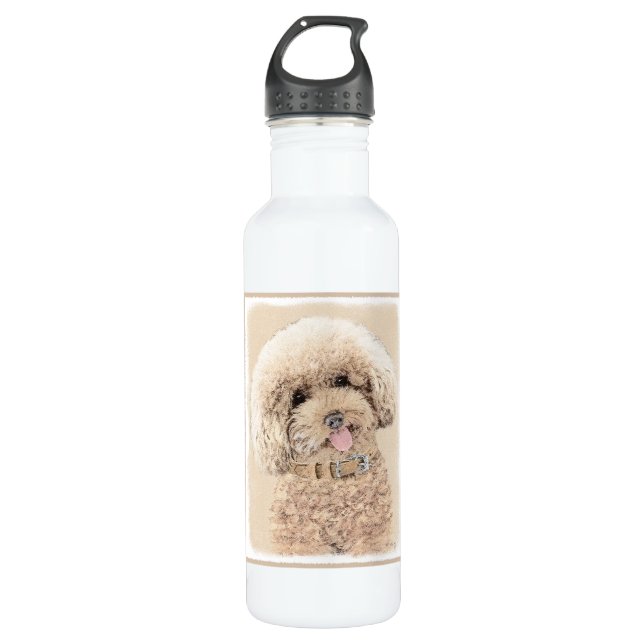 Poodle Miniature Toy Apricot Cream Brown Dog Art 710 Ml Water Bottle (Front)