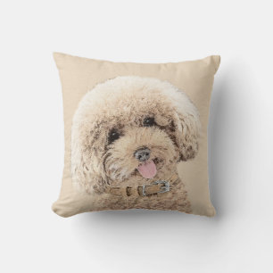 Poodle Miniature Toy Apricot Cream Brown Dog Art Cushion