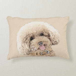 Poodle Miniature Toy Apricot Cream Brown Dog Art Decorative Cushion