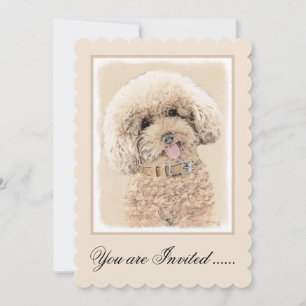 Poodle Miniature Toy Apricot Cream Brown Dog Art Invitation