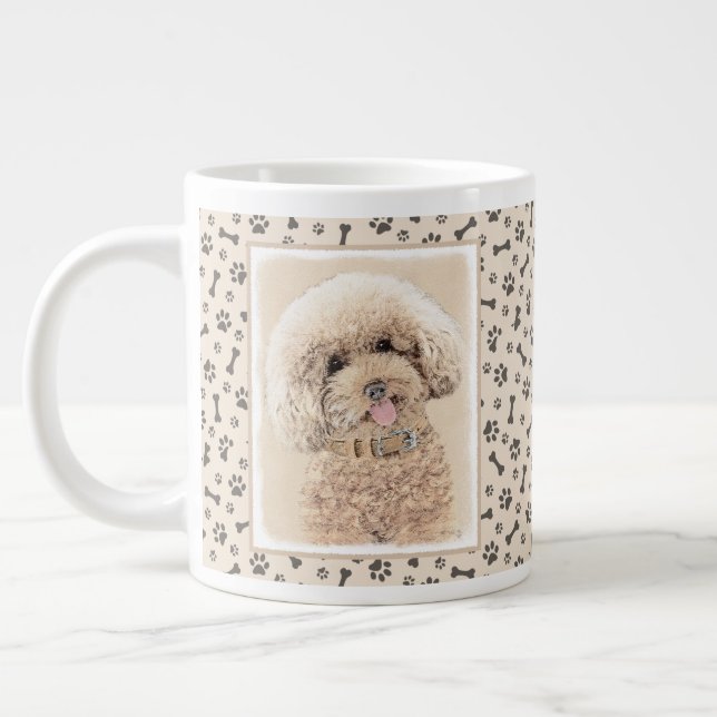 Poodle Miniature Toy Apricot Cream Brown Dog Art Large Coffee Mug (Left)