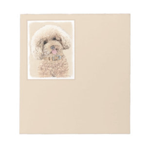Poodle Miniature Toy Apricot Cream Brown Dog Art Notepad