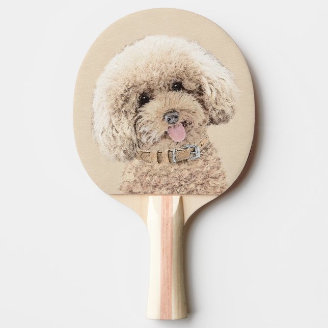 Poodle Miniature Toy Apricot Cream Brown Dog Art Ping Pong Paddle (Front)