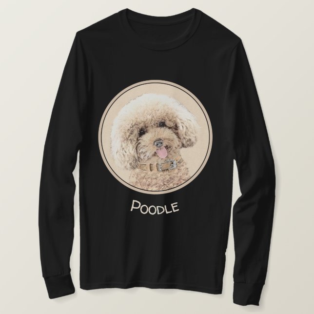 Poodle Miniature Toy Apricot Cream Brown Dog Art T-Shirt (Design Front)