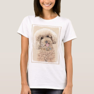 Poodle Miniature Toy Apricot Cream Brown Dog Art T-Shirt