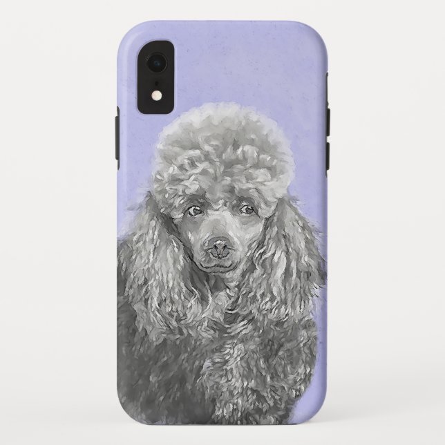 Poodle Miniature Toy Silver Grey Blue Dog Art Case-Mate iPhone Case (Back)