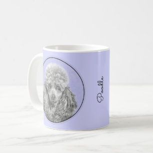 Poodle Miniature Toy Silver Grey Blue Dog Art Coffee Mug