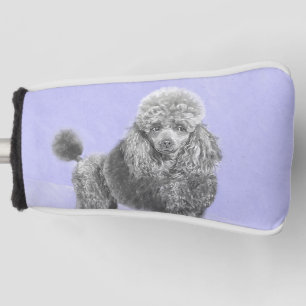 Poodle Miniature Toy Silver Grey Blue Dog Art Golf Head Cover