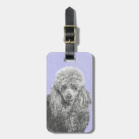 Poodle Miniature Toy Silver Grey Blue Dog Art