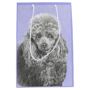 Poodle Miniature Toy Silver Grey Blue Dog Art Medium Gift Bag