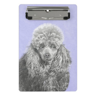Poodle Miniature Toy Silver Grey Blue Dog Art Mini Clipboard