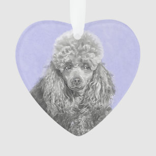 Poodle Miniature Toy Silver Grey Blue Dog Art Ornament