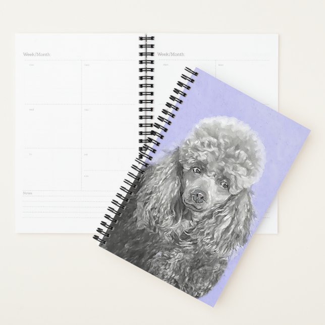 Poodle Miniature Toy Silver Grey Blue Dog Art Planner (Display)