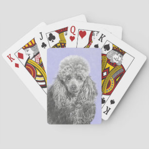 Poodle Miniature Toy Silver Grey Blue Dog Art Playing Cards