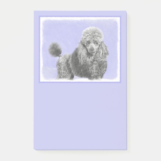 Poodle Miniature Toy Silver Grey Blue Dog Art Post-it Notes (Front)