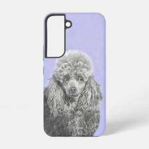 Poodle Miniature Toy Silver Grey Blue Dog Art Samsung Galaxy Case