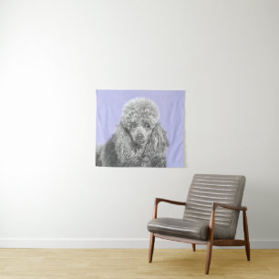 Poodle Miniature Toy Silver Grey Blue Dog Art Tapestry
