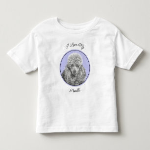 Poodle Miniature Toy Silver Grey Blue Dog Art Toddler T-Shirt