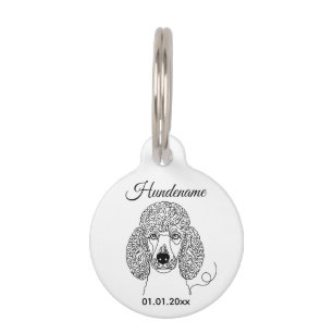 Poodle Minimalist Line Art Personalized ID Tag