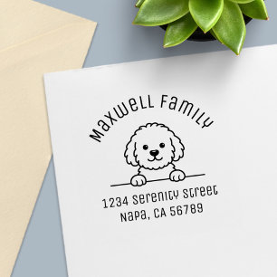 Poodle Mix Dog Doodle Pet Family Arch Address Self-inking Stamp