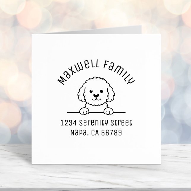 Poodle Mix Dog Doodle Pet Family Arch Address Self-inking Stamp (Creator Uploaded)