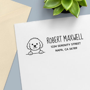 Poodle Mix Dog Doodle Pet Return Address Self-inking Stamp