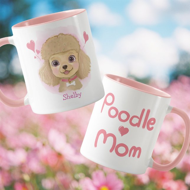Poodle Mum Watercolor Mug with Custom Name (Creator Uploaded)