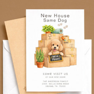 Poodle New House Moving Announcement Card