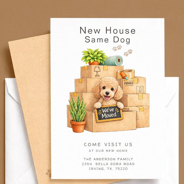Poodle New House Moving Announcement Card (Creator Uploaded)