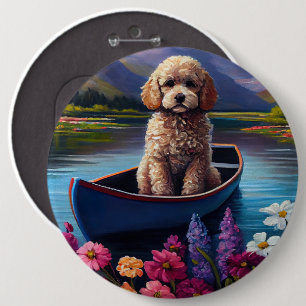 Poodle on a Paddle: A Scenic Adventure 6 Cm Round Badge
