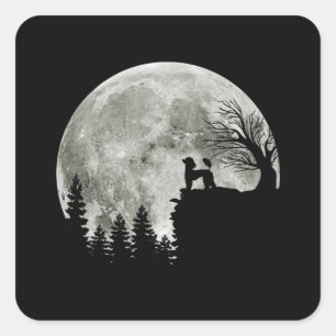 Poodle On Mountain Halloween Gift For Poodle Lover Square Sticker