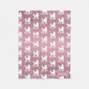 Poodle on Pink Glitter  Fleece Blanket