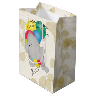 Poodle on Tan Leaves with Balloons Medium Gift Bag