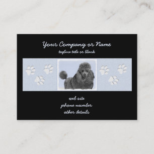 Poodle Painting Miniature Toy Black Original Art Business Card