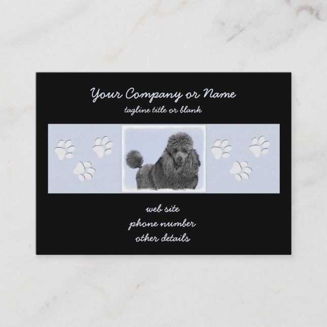 Poodle Painting Miniature Toy Black Original Art Business Card (Front)