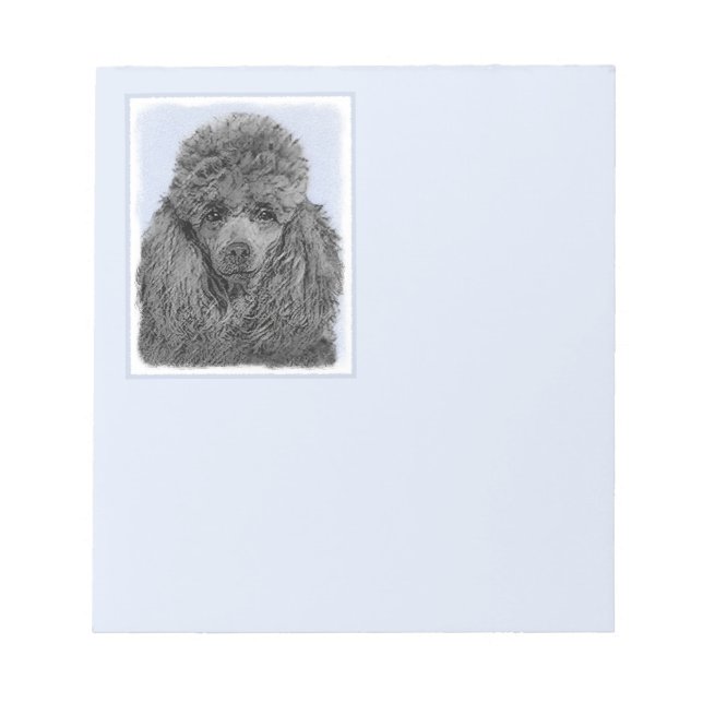Poodle Painting Miniature Toy Black Original Art Notepad (Front)