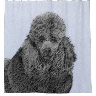 Poodle Painting Miniature Toy Black Original Art Shower Curtain