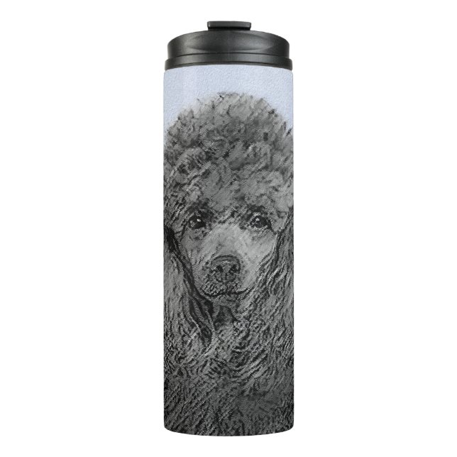 Poodle Painting Miniature Toy Black Original Art Thermal Tumbler (Front)