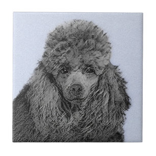 Poodle Painting Miniature Toy Black Original Art Tile