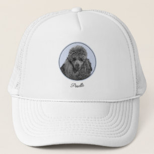 Poodle Painting Miniature Toy Black Original Art Trucker Hat