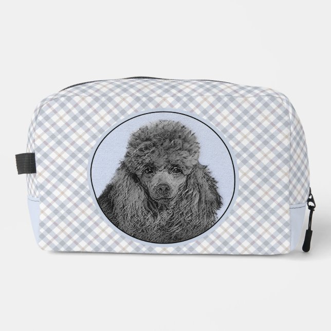 Poodle Painting Miniature Toy Black Pet Dog Art Dopp Kit (Front)