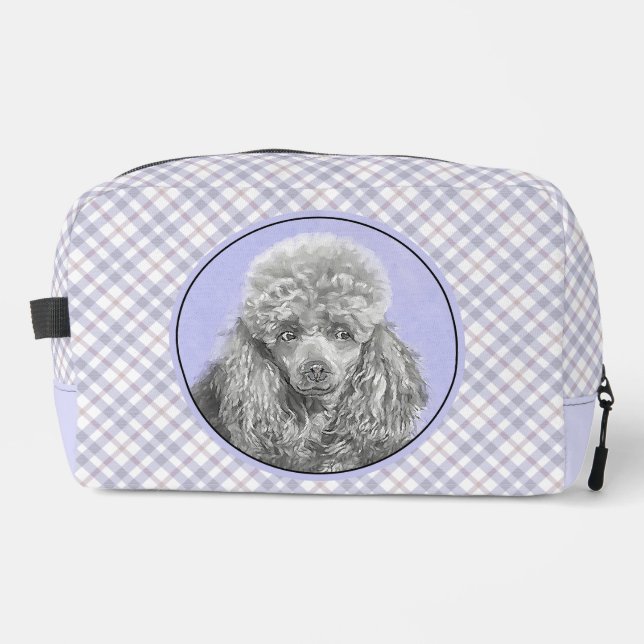 Poodle Painting Miniature Toy Silver Grey Dog Art Dopp Kit (Front)