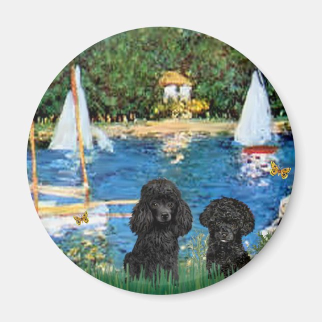 Poodle Pair (black) - Sailboats Magnet (Front)