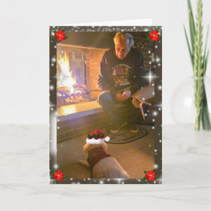 Poodle Parent Christmas Fireplace Greeting Card